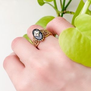 10k gold diamond onyx ring